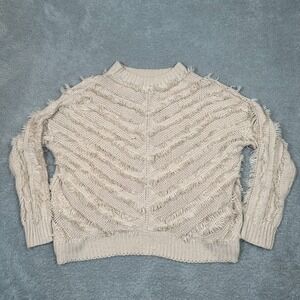 Umgee Women's Beige Loop Fringe Pullover Sweater Size‎ Small